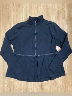 CAbi Black Double-Zip Bomber Jacket